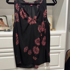 Vince Camuto Black and Pink Floral Sleeveless Top